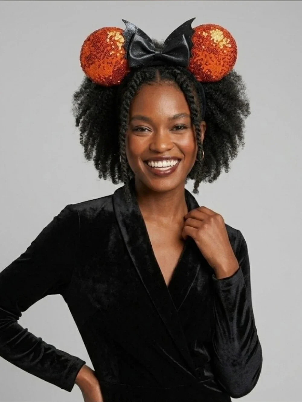 Disney Mickey Mouse Pumpkin Sequin Bat Ear Headband Primark